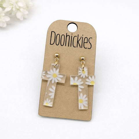 Small Sunflower Cross Collection - Easter Earrings