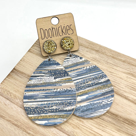 3" Gold & Gold/Navy Striped Corkie Teardrops