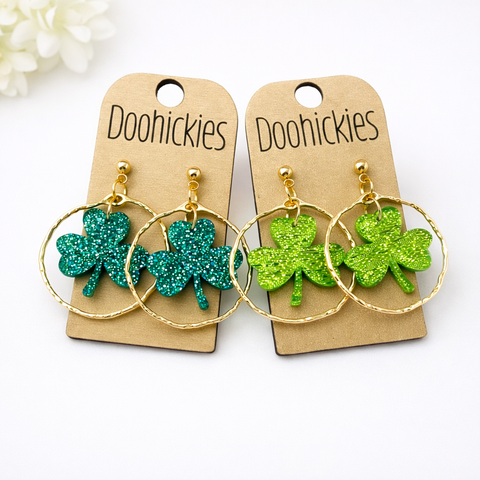 Round Shamrock Dangles - St. Patrick's Earrings
