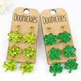 Sparkle Shamrock Acrylic Dangles - St. Patrick's Day Earrings