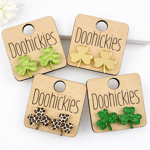 15mm Lucky Shamrock Studs - St. Patrick's Day Earrings