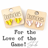 For the Love of the Game Heart Studs - Baseball & Softball Earrings