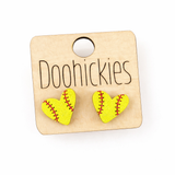 For the Love of the Game Heart Studs - Baseball & Softball Earrings