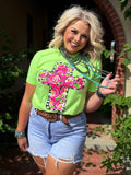Callie Ann Stelter Pink Floral Cross Tee - PLEASE ALL 3-5 BUSINESS DAYS FOR SHIPPING