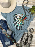 Callie Ann Stelter Watercolor Headdress Tee - PLEASE ALLOW 3-4 DAYS FOR SHIPPING