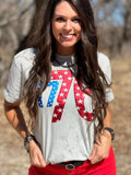 1776 in Metallic Puff with Stars Tee - PLEASE ALLOW 3-5 BUSINESS DAYS FOR SHIPPING