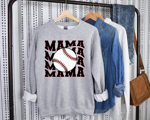Baseball Mama Wave- Crew- PLEASE ALLOW 3-5 BUSINESS DAYS FOR SHIPPING