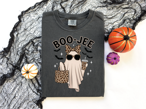 Boo-jee Leopard Ghost- Fall Graphic T-Shirt - PLESAE ALLOW 3-5 BUSINESS DAYS FOR SHIPPING