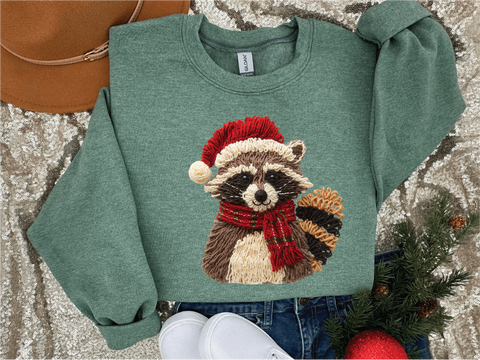 Faux Yarn Santa Racoon - PLEASE ALLOW 3-5 BUSINESS DAYS FOR SHIPPING