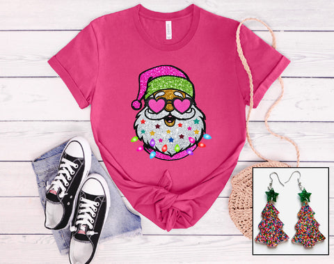 Glitter Santa (Glitter Look)- Tee - PLEASE ALLOW 3-5 BUSINESS DAYS FOR SHIPPING