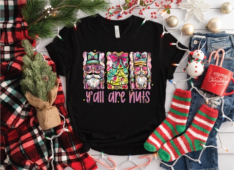 Y'all Are Nuts- Christmas Unisex Graphic T-Shirt - PLEASE ALLOW 3-5 BUSINESS DAYS FOR SHIPPING